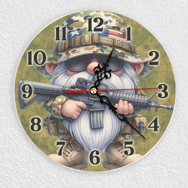 Wall clock with military motif